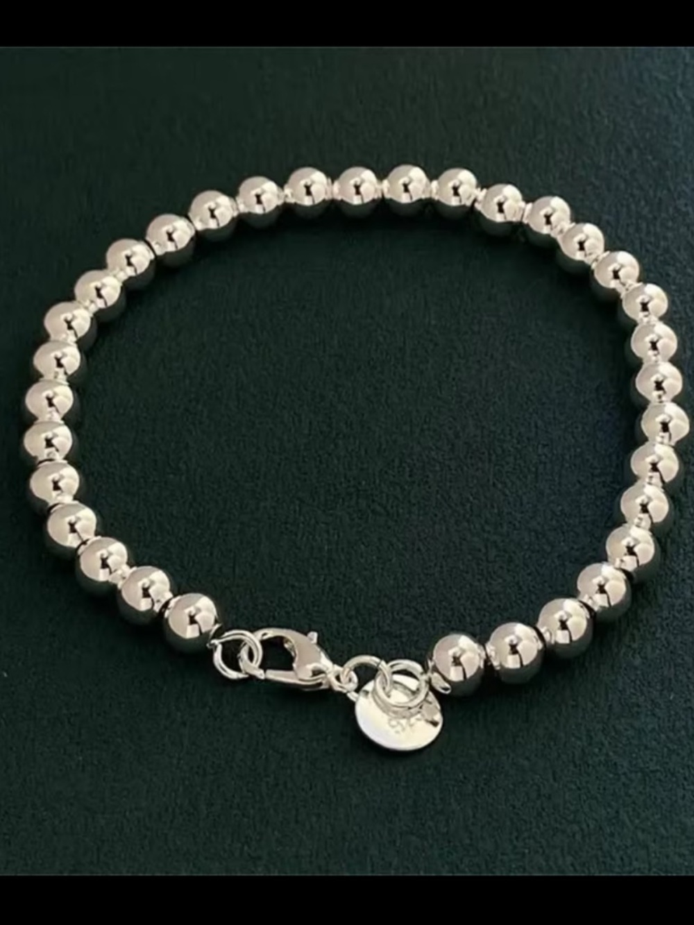 925 silver plated Beaded Bracelet - Polished Silver Women's Jewelry